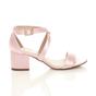 Light Pink AJVANI Light Pink Mid Block Heel Crossed Straps Sandals, Image 2 of 6
