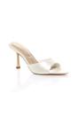 Off White AJVANI Off White High Heel Pointed Peep Toe Sandals Mules, Image 1 of 4