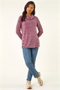 Purple Cowl Neck Buttoned Top, Image 2 of 5