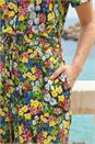 Black Petite Floral Button Front Jumpsuit, Image 4 of 4