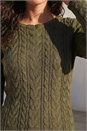 Khaki Scallop Trim Cable Knit Jumper, Image 4 of 4