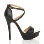 Black AJVANI Black High Heel Crossed Straps Platform Sandals, Image 2 of 6