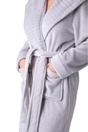 Light Grey Camille Lingerie Light Grey Supersoft Fleece Ribbed Collar Robe, Image 8 of 8