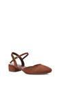 Brown XY LONDON Brown 'Hilary' Low Block Heel Court Shoes With Ankle Strap, Image 2 of 5