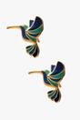 Gold Sterling Silver Blue Hummingbird Studs, Image 2 of 2