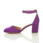 Purple AJVANI Purple Mid Block Heel Ankle Strap 2 Part Heels, Image 3 of 6