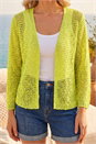 Lime Petite Textured Knit Cardigan, Image 4 of 4