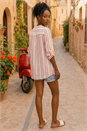 Pink Vertical Stripe Pleat Detail Top, Image 3 of 4