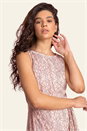 Light Pink Belted Lace Detail Tiered Midi Dress, Image 3 of 4