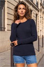 Navy  Soft Ribbed Knit Top, Image 2 of 4
