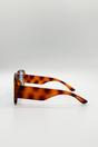 Brown Oversized Square Frame Sunglasses In Brown Stripe, Image 4 of 4