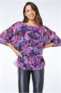 Purple Paisley Print Chiffon Overlay Top, Image 4 of 5