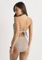  Gini London Brown Textured Stripe High Waisted Bikini Bottom, Image 2 of 4