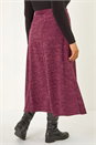 Wine Curve Check Stretch Midi Skirt, Image 4 of 5