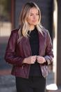 Burgundy Ashwood Leather Burgundy 'Vento' Real Leather Biker Jacket, Image 1 of 5