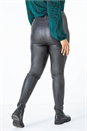 Black Curve Faux Leather Elastic Waist Trousers , Image 3 of 4