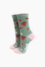 Mint Squirrel Floral Fluffy Bamboo Socks in Green, Image 1 of 4