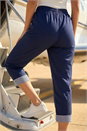 Navy  Contrast Detail Cropped Stretch Trouser, Image 3 of 4
