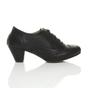 Black AJVANI Black Mid Heel Brogue Ankle Boots Shoe Boots, Image 2 of 6