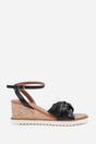 Black 'Qween' Wide Fit Knot Detail Wedge Shoes, Image 2 of 5