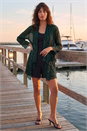 Green Plisse Print Metallic Foil Kimono, Image 2 of 4