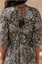 Black Boho Floral Print V-Neck Maxi Dress, Image 4 of 4