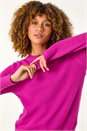 Magenta Textured Curved Hem Jumper, Image 2 of 5