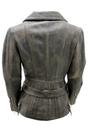 Charcoal Womens Long Leather Biker Jacket-Quito, Image 2 of 2