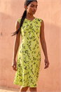 Lime Ditsy Floral Keyhole Twist Dress, Image 2 of 4