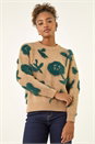 Beige Fluffy Floral Knit Jumper, Image 5 of 7