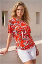 Rust Printed Ruched Top, Image 1 of 4
