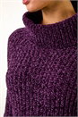 Plum Cowl Neck Chenille Knit Jumper, Image 5 of 5