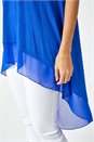 Royal Blue Chiffon Dipped Hem Asymmetric Tunic Top, Image 5 of 5