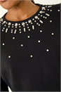 Black Embellished Neck Jumper, Image 6 of 6