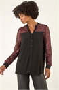 Rose Embellished Sequin Stretch Blouse, Image 4 of 5