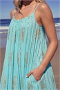 Aqua Dusk Paisley Foil Maxi Dress , Image 4 of 4