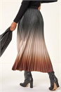 Mocha Ombre Pleated Stretch Skirt, Image 4 of 5