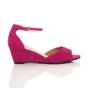 Fuchsia AJVANI Fuchsia Mid Wedge Heel Ankle Strap Sandals, Image 2 of 6