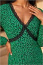 Green Lace Front Midi Dress, Image 4 of 4