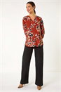 Rust Blurred Floral Print Shirt, Image 2 of 5