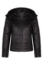 Black Womens Puffer Leather Bomber Jacket-Ajax, Image 3 of 6