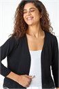 Black Scalloped Lace Trim Knitted Shrug, Image 1 of 5
