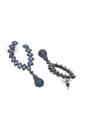 Navy Blue Delicate Leaf Drop Earrings, Image 3 of 4