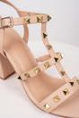 Neutral iKrush Neutral Ivy Womens Studded T-Bar Block Heel Sandals, Image 3 of 7