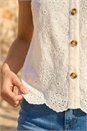 White Dusk Broderie Button Up Blouse, Image 4 of 4