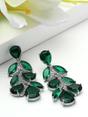 Dark Green Leaf Cluster Statement Drop Earrings, Image 3 of 3