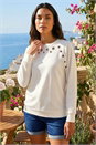 Ivory  Eyelet Detail Stretch Top, Image 1 of 4