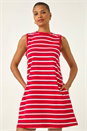 Red Stripe Jersey A-Line Stretch Dress, Image 2 of 5