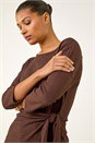 Chocolate Textured Asymmetric Wrap Top, Image 2 of 5