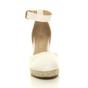 White AJVANI White Mid Wedge Heel Ankle Strap Espadrille Sandals, Image 6 of 6